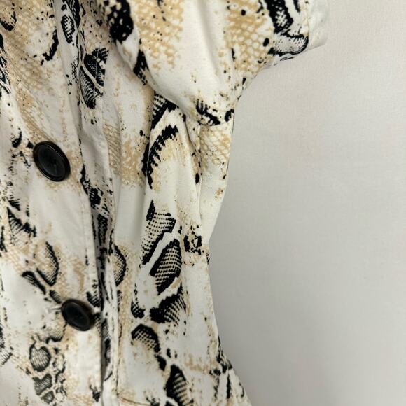 bebe Y2K Snake Skin Print Stretch Double Breasted Cotton Trench Coat Sz XS - Picture 9 of 13